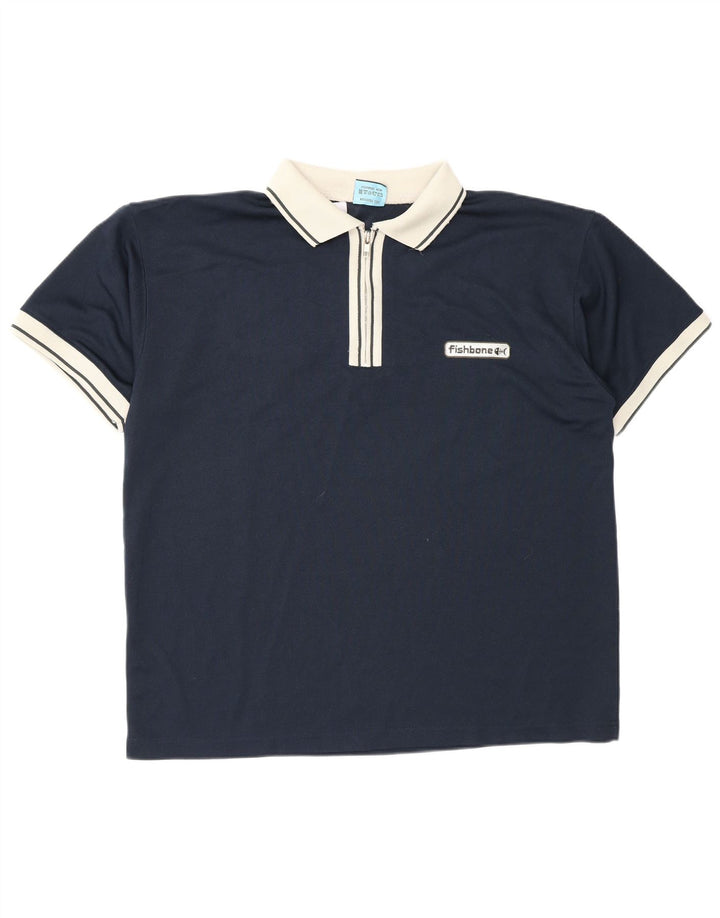 Fishbone Polo Shirt til mænd Medium Navy Blue Colourblock Polyester