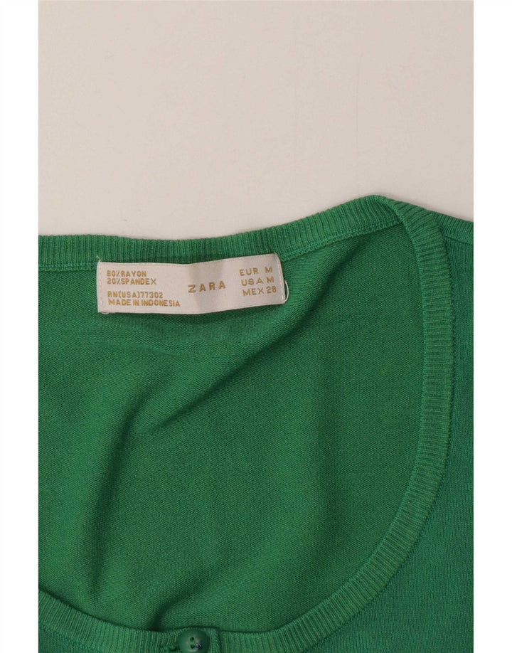 Zara Dame Cardigan Sweater UK 12 Medium Green Rayon