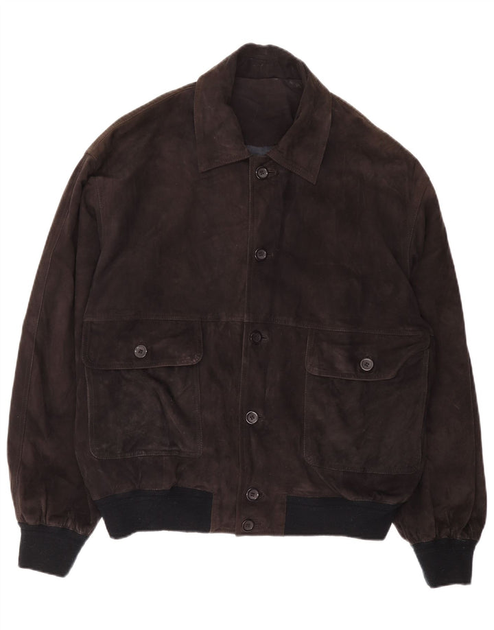 Vintage herre ruskind bomberjakke UK 42 XL grå læder