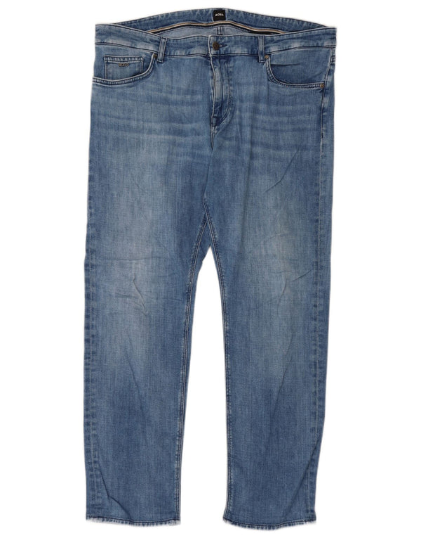 Hugo Boss Herre Maine Regular Fit Straight Jeans W36 L30 Blå Bomuld