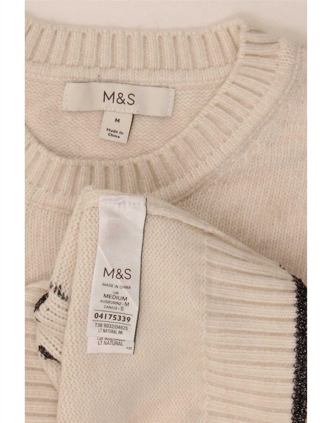 Marks & Spencer Dame sweater med rund hals DK 14 Medium Off White