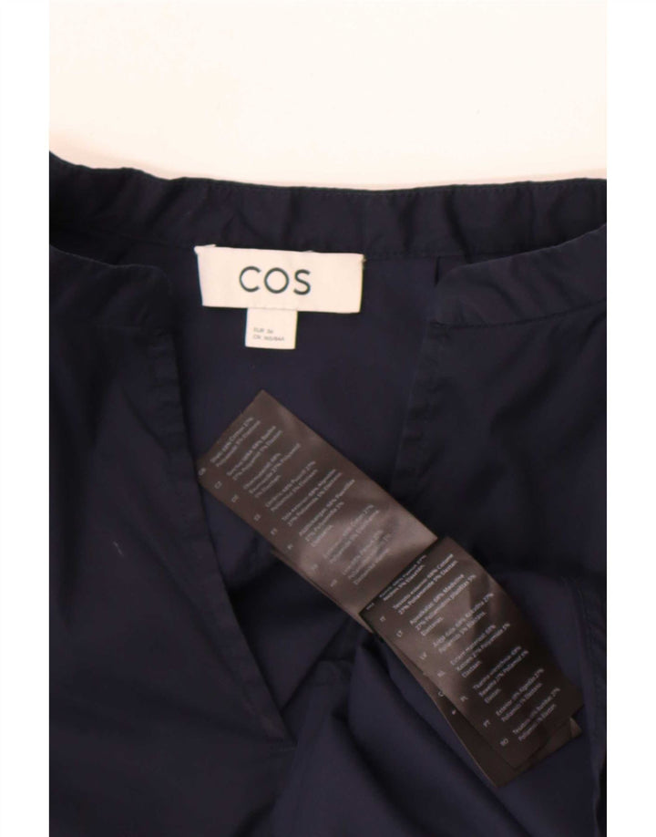 Cos Dame Loose Fit Pullover Shirt EU 36 Small Navy Blue Bomuld