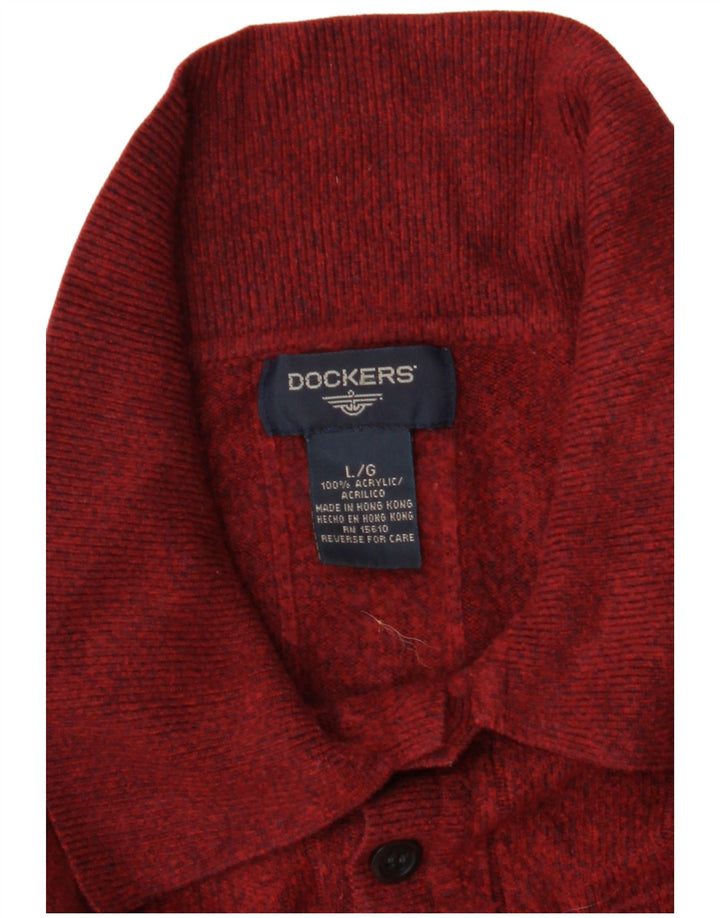 DOCKERS Herre polo hals sweater stor rødbrun akryl