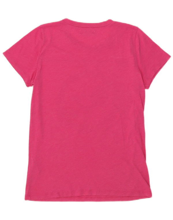 Hollister Grafisk T-Shirt Top UK 14 Stor Pink Bomuld