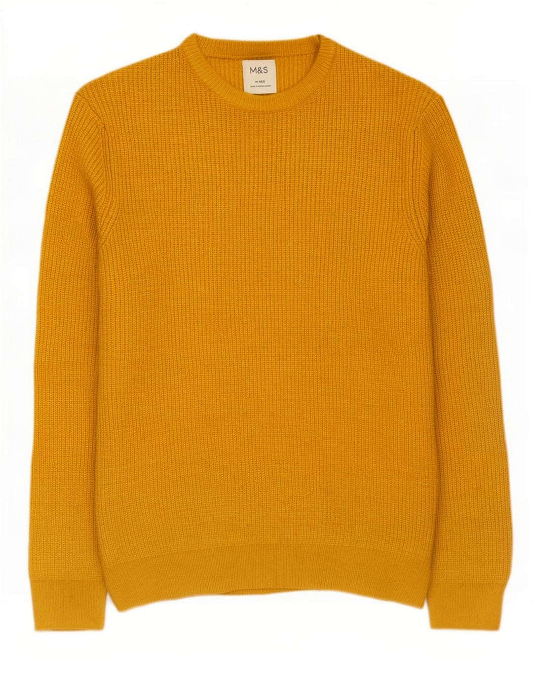 Marks & Spencer Herre sweater med rund hals, medium gul polyamid
