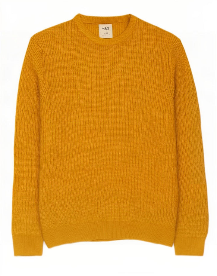 Marks & Spencer Herre sweater med rund hals, medium gul polyamid