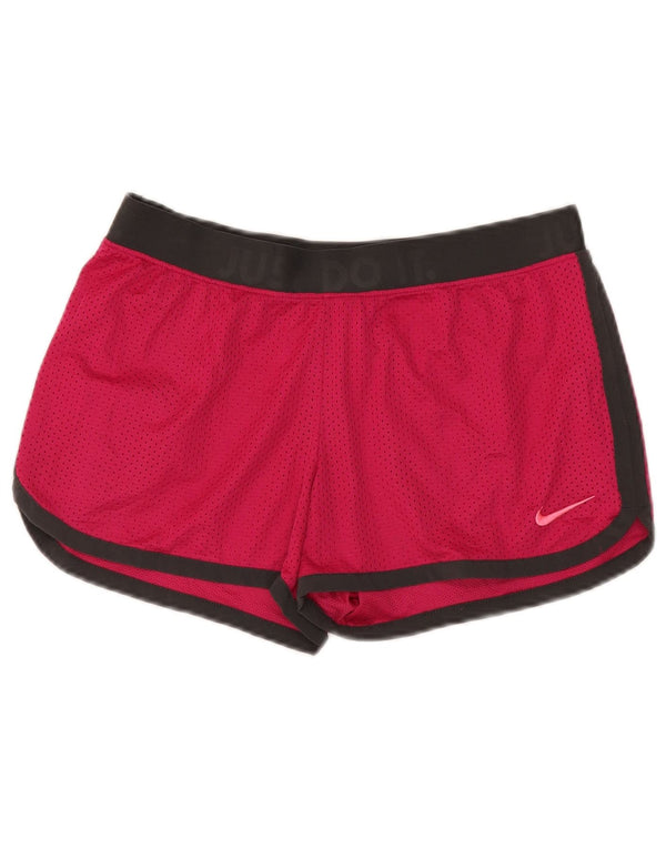 Nike Dame Dri Fit grafiske sportsshorts UK 14 Medium Pink Colourblock