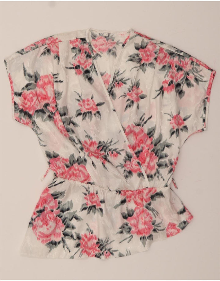 VINTAGE Womens Blouse Top IT 42 Medium White Floral Vintage Vintage and Second-Hand Vintage from Messina Hembry 