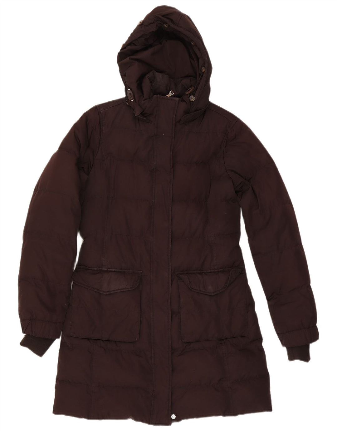 Tommy Hilfiger Dame Hætte Polstret Frakke UK 14 Medium Brun Polyester