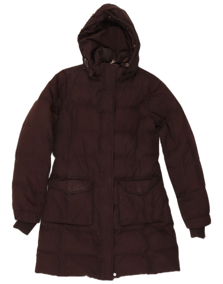 Tommy Hilfiger Dame Hætte Polstret Frakke UK 14 Medium Brun Polyester