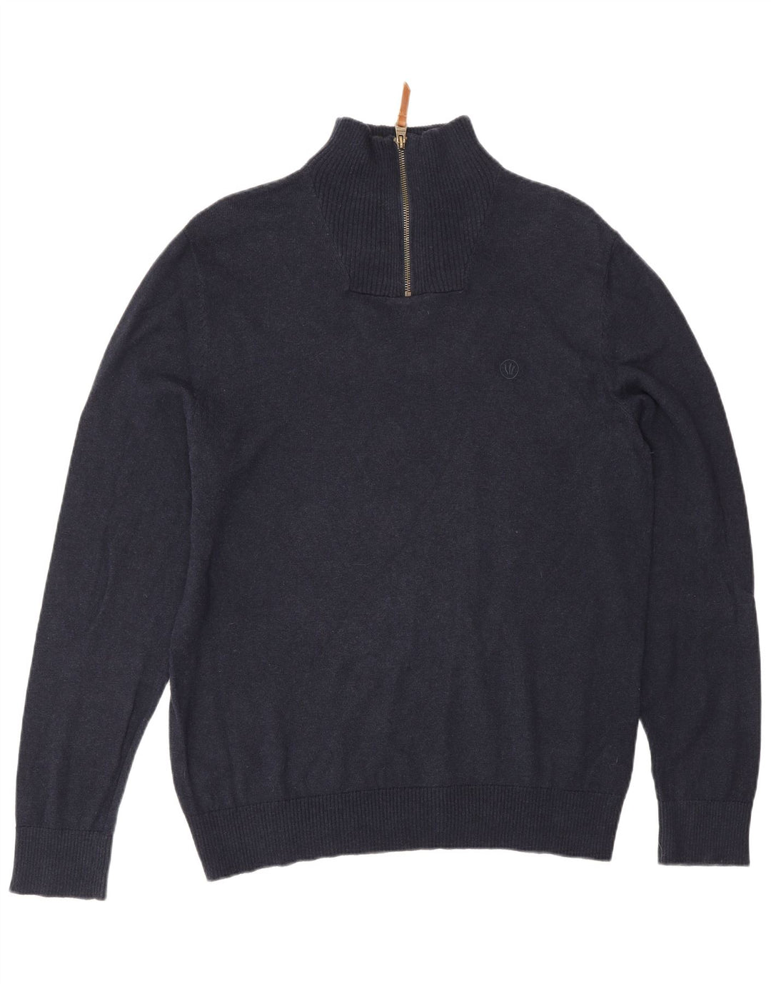 Fat Face Herre Zip Neck Jumper Sweater Stor Marineblå Bomuld