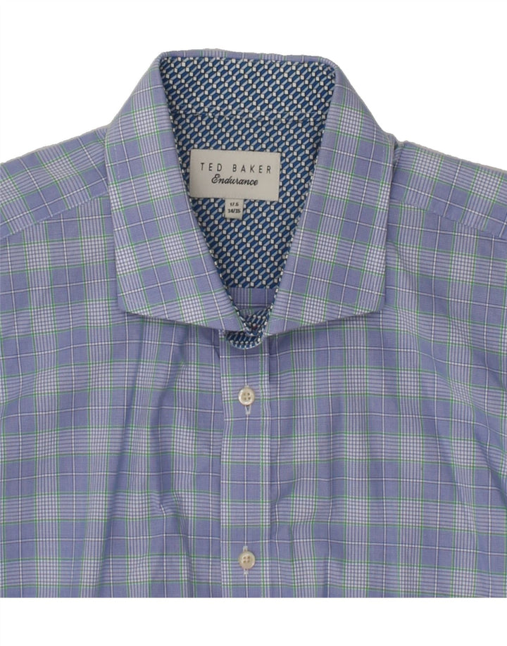 TED BAKER Mens Formal Shirt Size 17 1/2 XL Blue Check Cotton Vintage Ted Baker and Second-Hand Ted Baker from Messina Hembry 