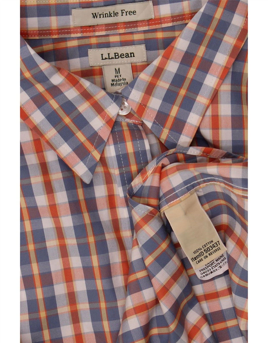 L.L.BEAN Womens Shirt UK 14 Medium Blue Check Cotton Vintage L.L.Bean and Second-Hand L.L.Bean from Messina Hembry 