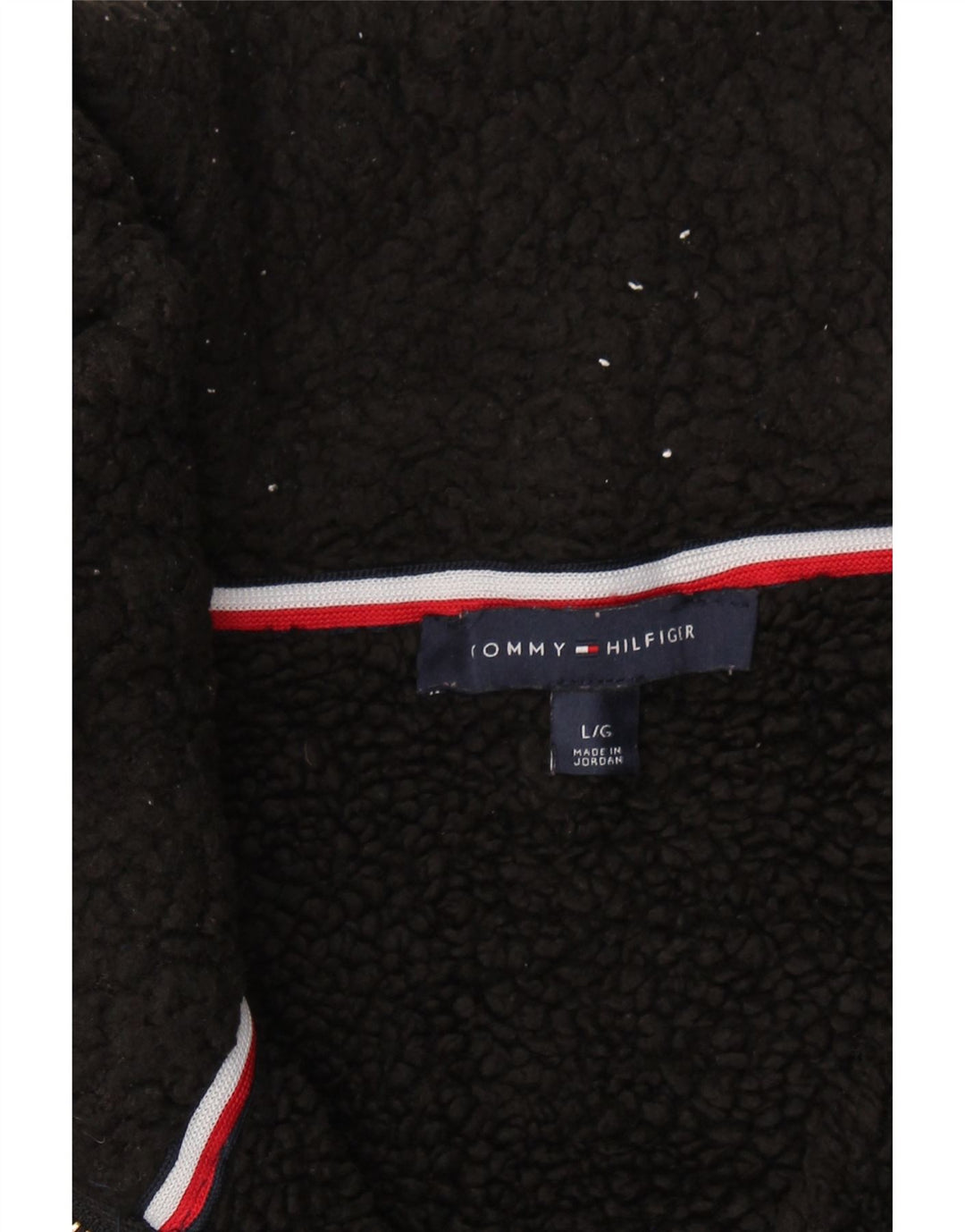 TOMMY HILFIGER Womens Zip Neck Fleece Jumper UK 16 Large Black Polyester Vintage Tommy Hilfiger and Second-Hand Tommy Hilfiger from Messina Hembry 