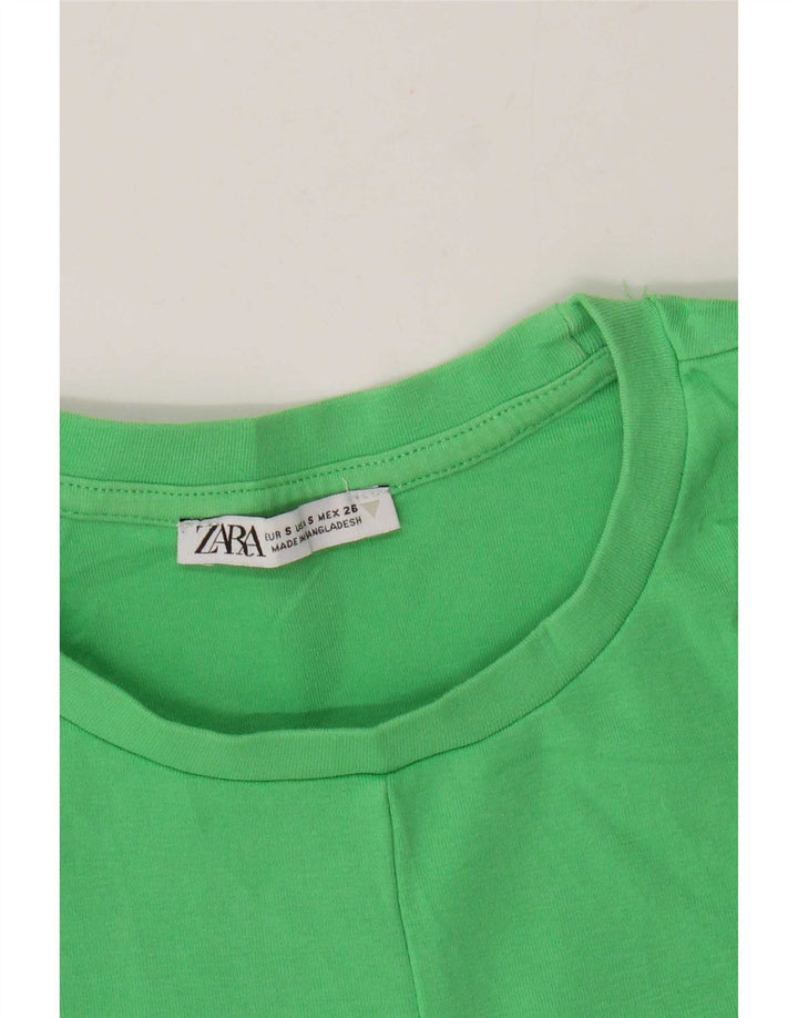 Zara Womens Crop T-Shirt Top UK 8 Small Green
