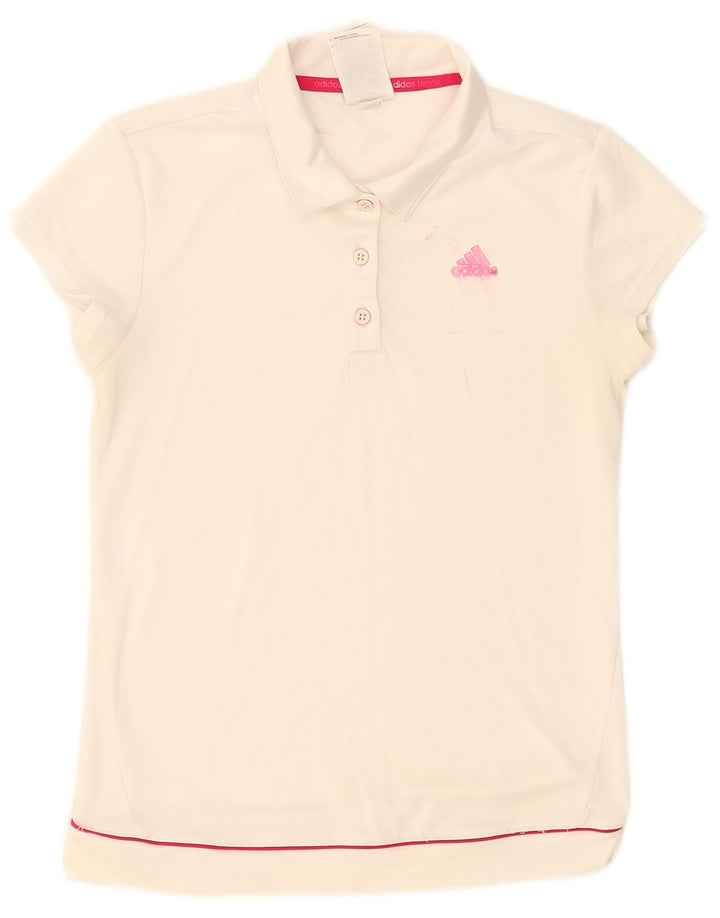 Adidas Dame Climalite Polo Shirt UK 8/10 Small White Polyester