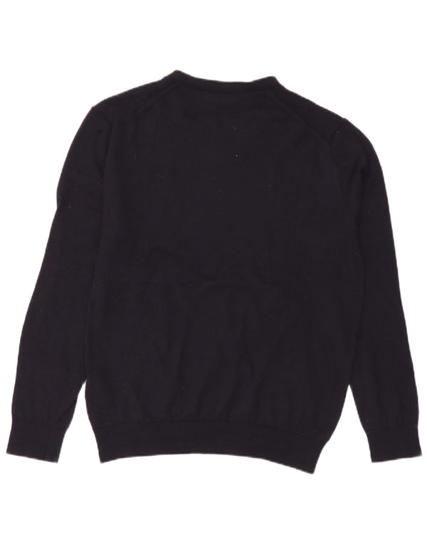 Reiss Mens V-Neck Jumper Sweater Large Navy Blue Merino Wool