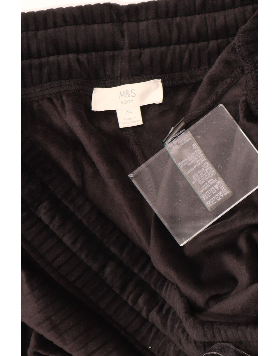 MARKS & SPENCER Womens Velour Tracksuit Trousers UK 18 XL  Black Polyester