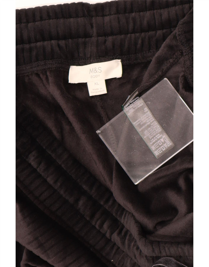 MARKS & SPENCER Womens Velour Tracksuit Trousers UK 18 XL  Black Polyester