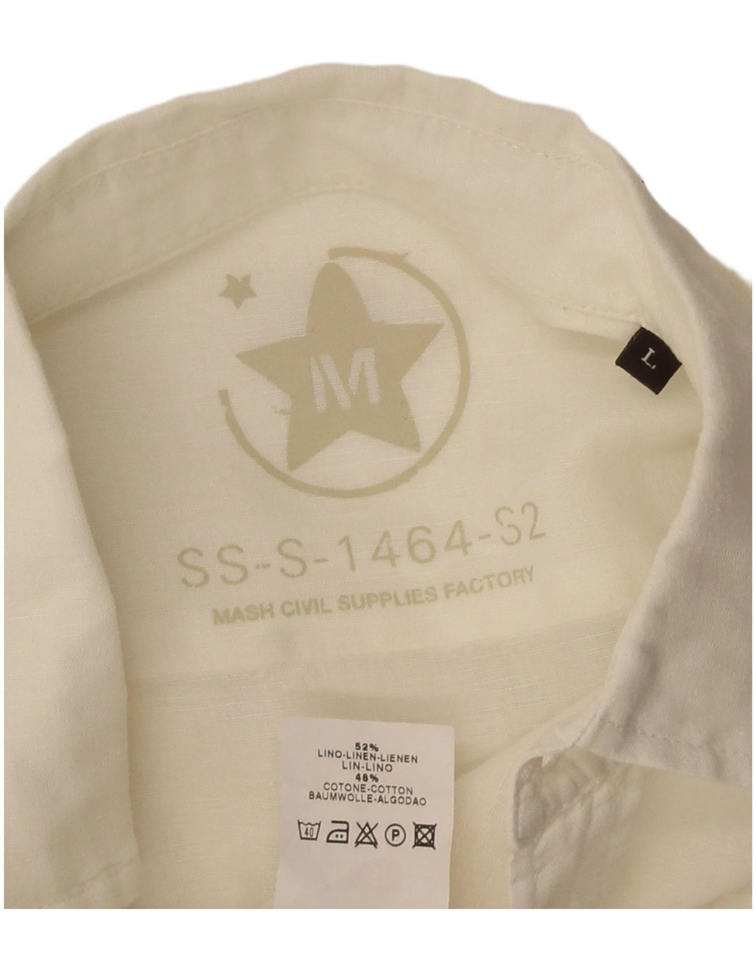 Mash Kortærmet Herreskjorte Stor Off White Linned