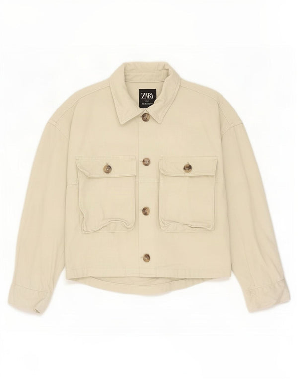 Zara Womens Bomber Jacket UK 10 Small Green Bomuld