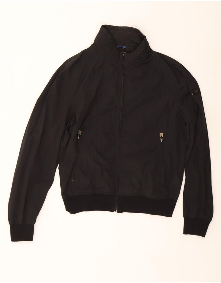 TRUSSARDI Mens Bomber Jacket UK 38 Medium Black Polyamide