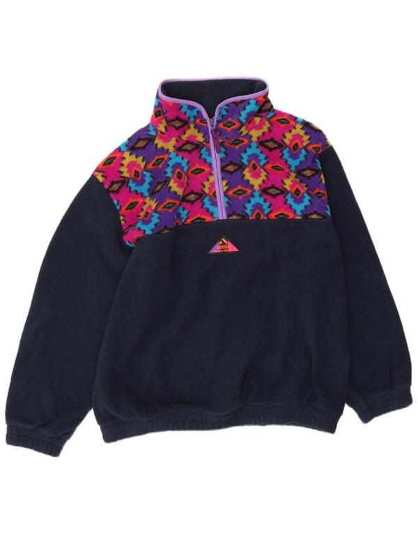 Aesse Herre Polartec Fleece Jumper med lynlås, stor marineblå geometrisk