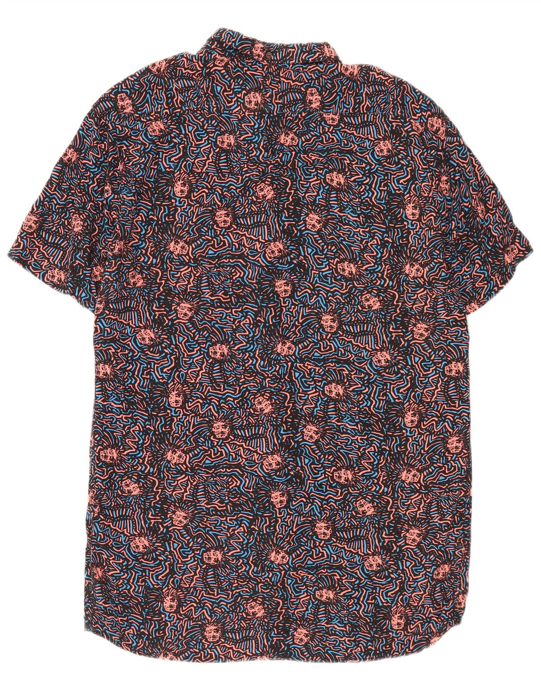 Quiksilver herre abstrakt mønster slim skjorte XL sort viskose