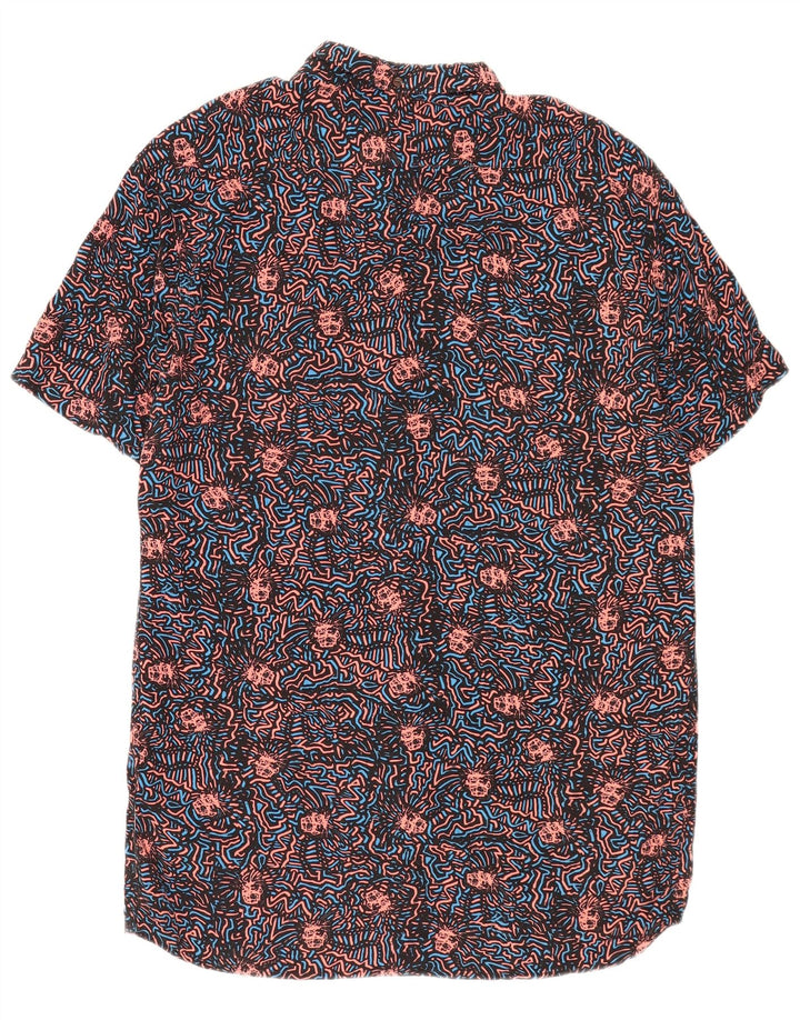 Quiksilver herre abstrakt mønster slim skjorte XL sort viskose