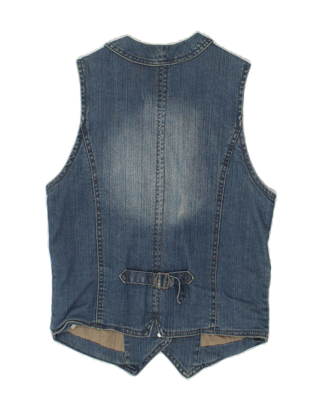 VINTAGE Dame denim vest UK 12 Medium Blue Bomuld