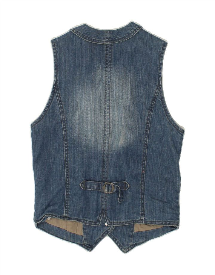 VINTAGE Dame denim vest UK 12 Medium Blue Bomuld