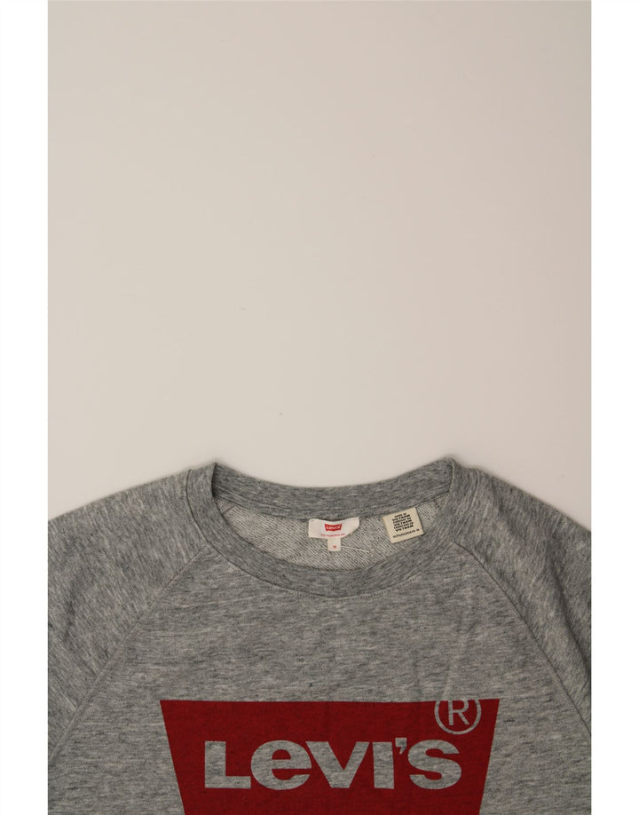 LEVI'S Womens Graphic Sweatshirt Jumper UK 18 XL Grey Cotton Vintage Levi's and Second-Hand Levi's from Messina Hembry 