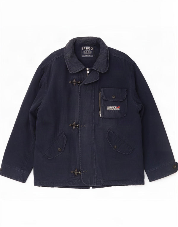 Casucci Mens Duffle Jacket UK 44 2XL Navy Blue Cotton