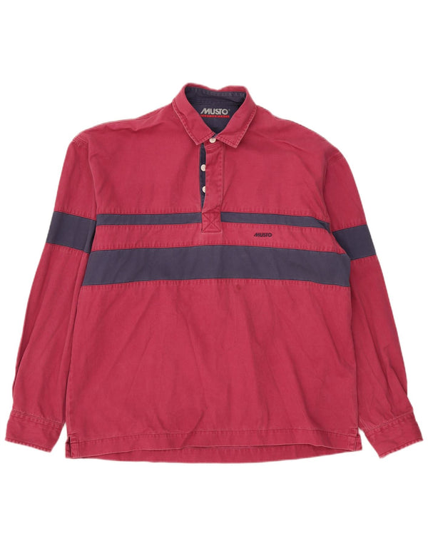 Musto Mens Pullover Shirt Large Red Striped Cotton