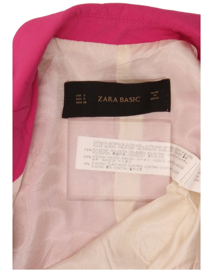 Zara Dame 1 Knap Blazer Jacket UK 10 Small Pink Polyester