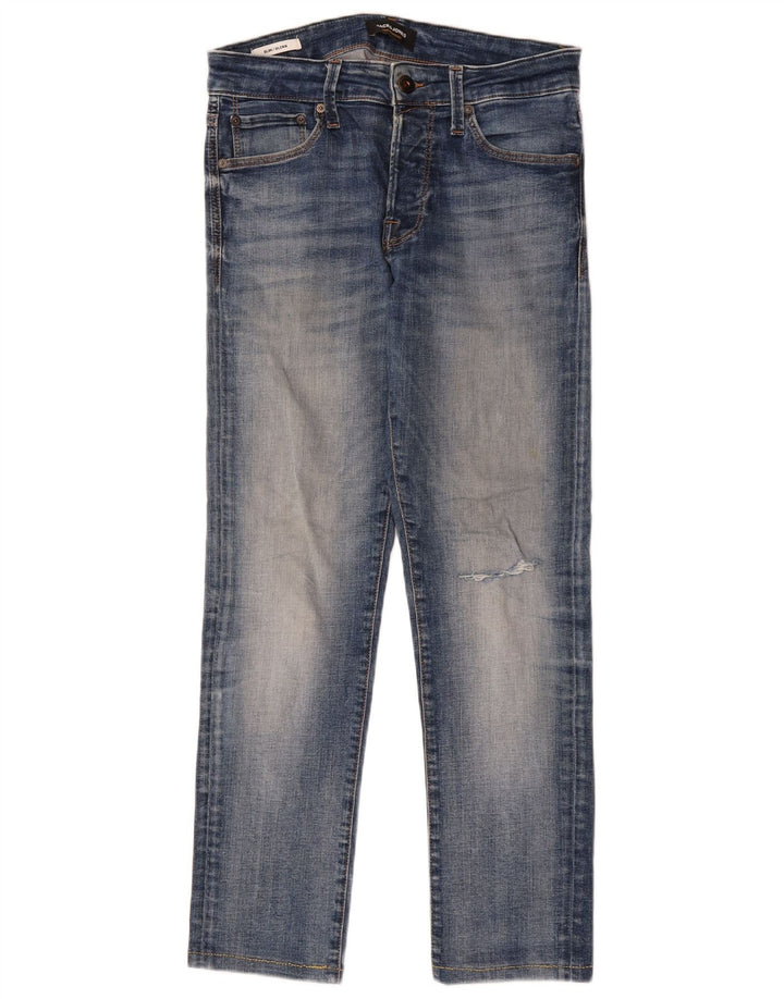JACK & JONES Herre GLENN Slim Jeans W28 L28 Marineblå Bomuld