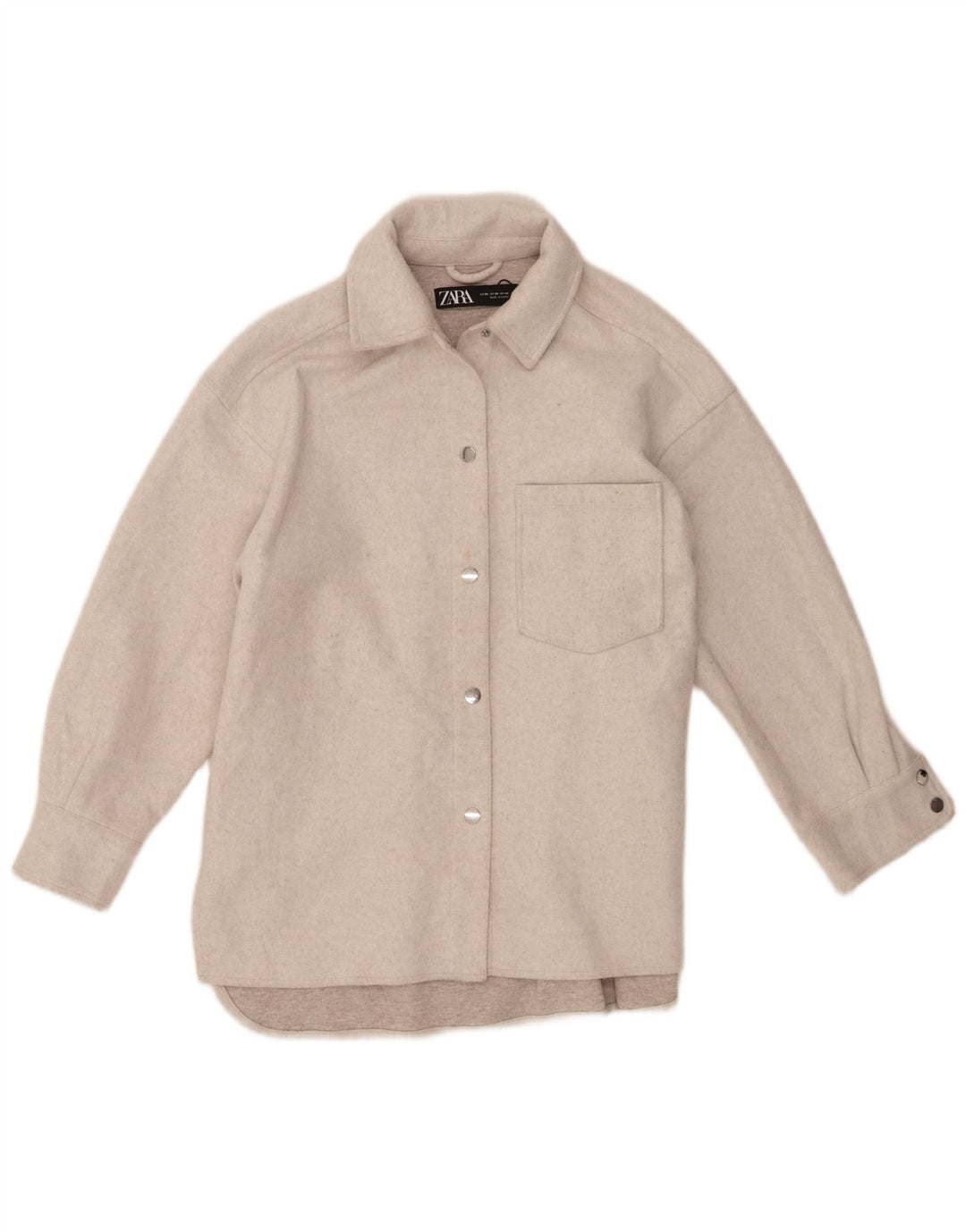 Zara Dame Shacket Jacket UK 6 XS Beige Polyester
