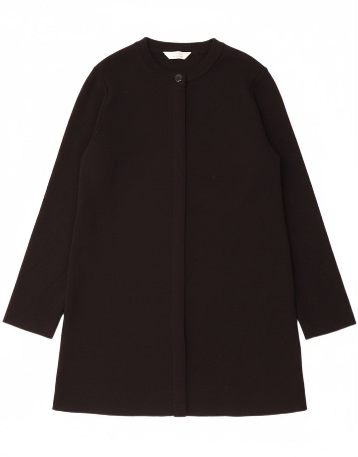 MARKS & SPENCER Womens Longline Cardigan Sweater UK 12 Medium Black Wool