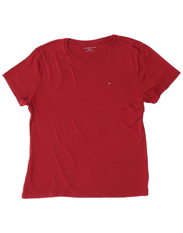 Tommy Hilfiger Dame T-Shirt Top UK 20 2XL Bourgogne Bomuld