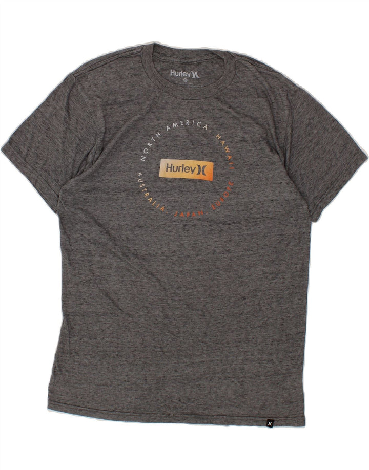 HURLEY Mens Graphic T-Shirt Top Medium Grey Flecked Polyester Vintage Hurley and Second-Hand Hurley from Messina Hembry 