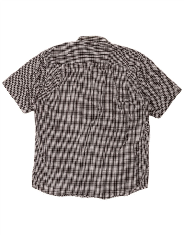 PIERRE CARDIN Herre Regular Fit kortærmet skjorte 2XL grå ternet polyester