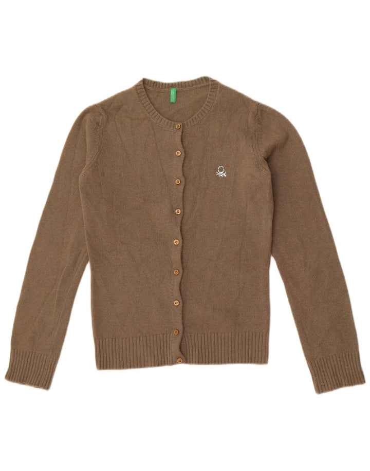 Benetton Womens Crop Cardigan Sweater UK 10 Small Green