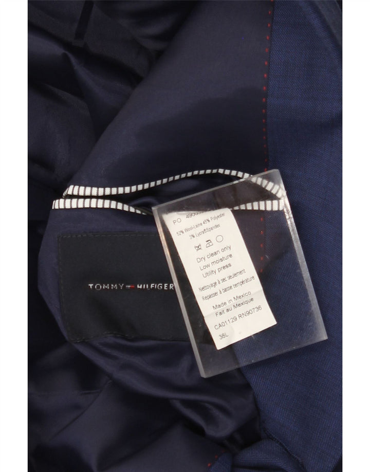 TOMMY HILFIGER Herre 2-knaps blazerjakke UK 38 Mellem marineblå uld