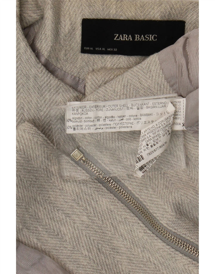 Zara Dame Blazer Jakke UK 18 XL Grå sildebensbomuld