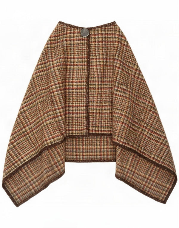 Vintage Dame Poncho Coat One Size Brown Houndstooth