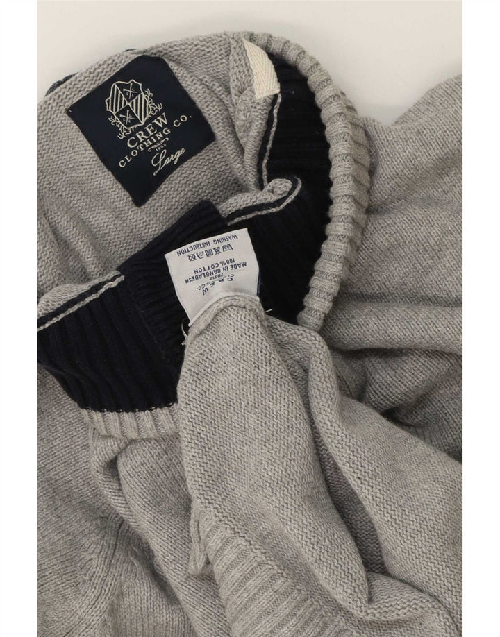 Besætningstøj Herre Button Neck Jumper Sweater Stor Grå Bomuld