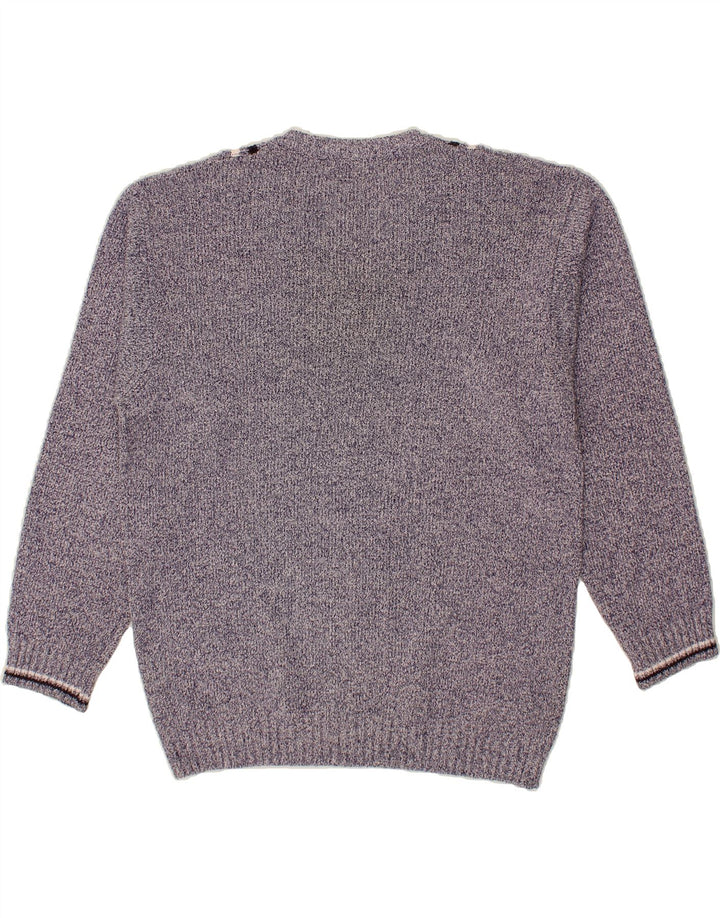 MALAGRIDA Mens V-Neck Jumper Sweater XL Blue Flecked Vintage Malagrida and Second-Hand Malagrida from Messina Hembry 