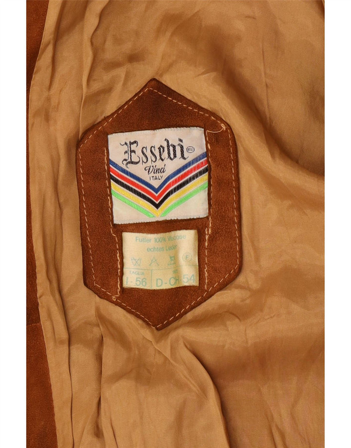 ESSEBI Herre Ruskind Bomber Jacket UK 40 Stor Brun Læder