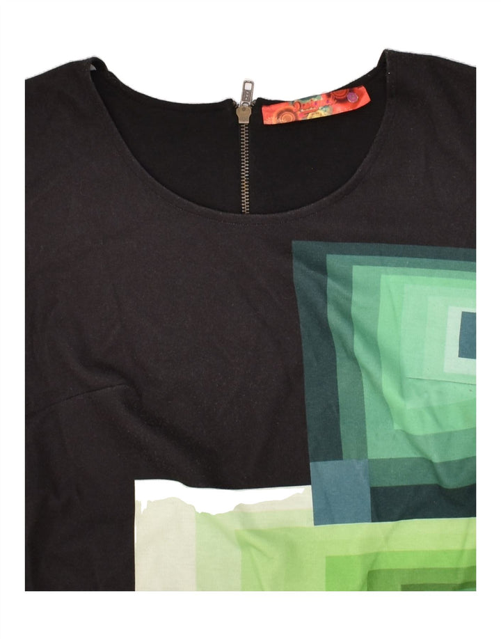 DESIGUAL Womens Sheath Dress UK 12 Medium Black Geometric Vintage Desigual and Second-Hand Desigual from Messina Hembry 