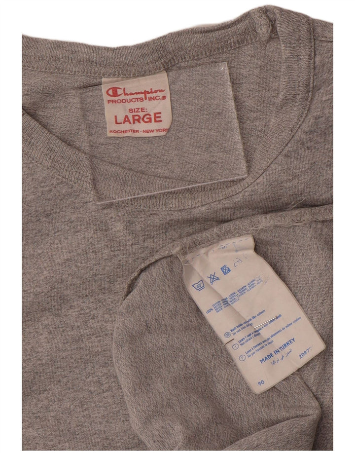 Champion Herre Grafisk T-Shirt Top Stor Grå Bomuld
